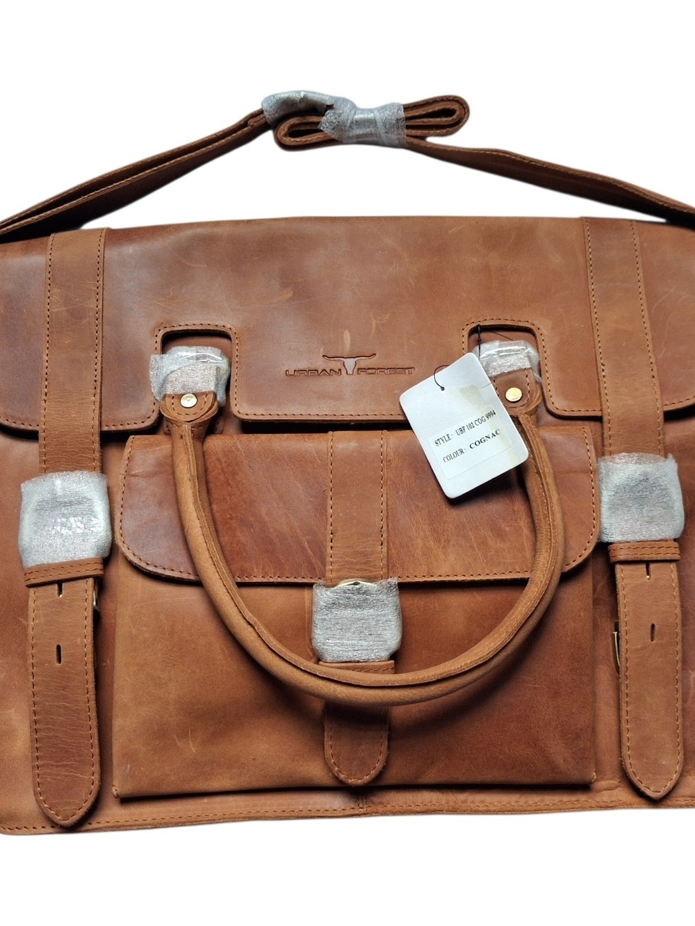 Urban Forest Leather Briefcase Messenger Laptop Bag Cognac Business Satchel NWT